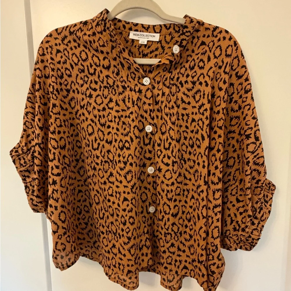 Emerson Fry Mandarin Collar Top in Vintage Leopard - Picture 5 of 7
